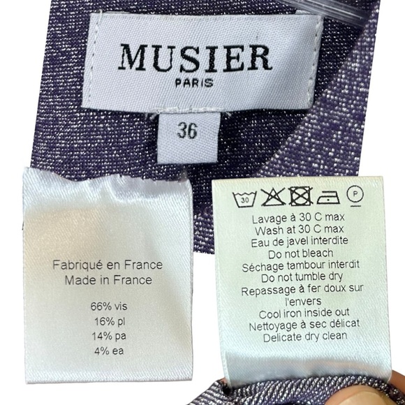 Musier Paris - Mini, Long Sleeve, Shimmer Knit Dress - Size 4-US (36 FR) Purple - Picture 17 of 17